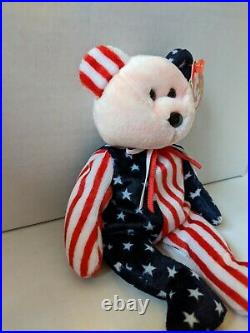 Spangle Ty Beanie Baby Pink Face Patriortic America Bear MWMT DOB July 14 1999 for sale online