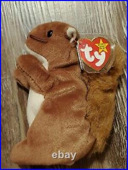 Nuts The Squirrel Beanie Baby Errors 9 Very RARE Retired 4114 Ty 1996 PVC for sale online