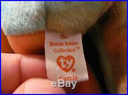 1995 Beanie Babies Tie-Die Garcia Bear RARE Misprint Use, NEW with Mint Swng Tag