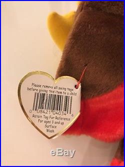 1996 GOBBLES Retired Ty Beanie Baby VERY RARE Misspelled Swing Tag With STAMP