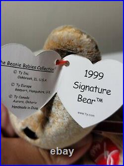 1999 SIGNATURE BEAR Ty Beanie Baby RARE MINT ORIGINAL Retired with ERRORS