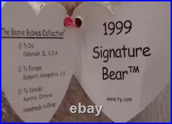 1999 SIGNATURE BEAR Ty Beanie Baby RARE MINT ORIGINAL Retired with ERROR
