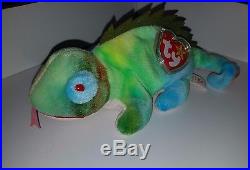 1st Edition TY Beanie Baby Iggy PVC Pellet, Multi Errors/ Ultra rare with tongue