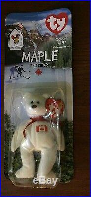 2-New In Box MAPLE The Bear- McDonalds Ty Beanie Baby with rare errors
