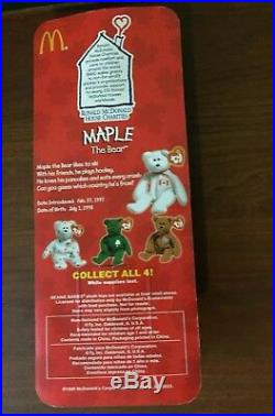 2-New In Box MAPLE The Bear- McDonalds Ty Beanie Baby with rare errors