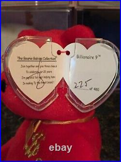 Authentic Rare BILLIONAIRE 9 Bear Beanie Baby Teddy Signed By Ty #1 Toy Sale