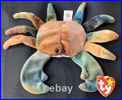 Authentic Rare With Errors! TY Beanie Baby CLAUDE The Crab In Mint Condition