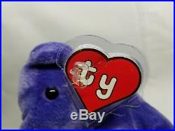 Authentic Ty Beanie Baby Old Face OF Violet Teddy Rare 1st / 1st Gen Tag MWNMT