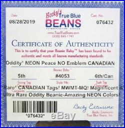 Authenticated ODDITY Ty 102 Stamp Canadian NEON PEACE with NO SIGN MWMT MQ RARE