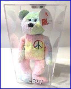 Authenticated PROTOTYPE Ty Pastel PEACE Bear with TERRY CLOTH Fabric ULTRA RARE