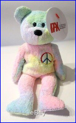 Authenticated PROTOTYPE Ty Pastel PEACE Bear with TERRY CLOTH Fabric ULTRA RARE