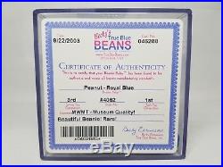 Authenticated RARE Ty Beanie Baby Royal Blue Peanut 3rd/1st Gen Tag MWMT-MQ