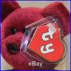 Authenticated Teddy NF Cranberry (Rare) MWMT MQ 2nd gen Ty Beanie baby (AP)