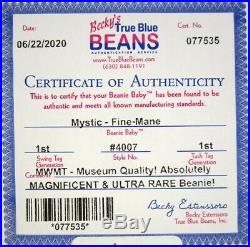 Authenticated Ty Beanie 1st Gen FINE MANE MYSTIC Ultra Rare Immaculate & MWMT MQ