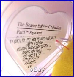 Authenticated Ty Beanie 1st Gen UK Sticker DEEP FUCHSIA PATTI Ultra Rare MWMT MQ
