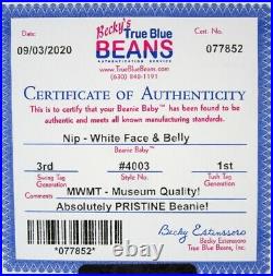 Authenticated Ty Beanie 3rd / 1st Gen OLD FACE NIP Flawless MWMT MQ Ultra Rare