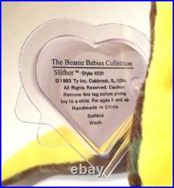 Authenticated Ty Beanie Baby 1st Gen SLITHER Ultra Rare & Pristine MWMT MQ