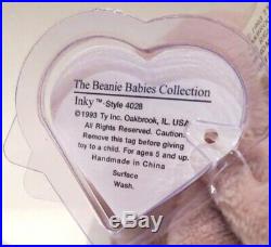 Authenticated Ty Beanie Baby 1st Gen TAN INKY No MOUTH Rare & Pristine MWMT MQ