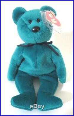 Authenticated Ty Beanie Baby 2nd / 1st Gen NEW FACE TEAL Teddy MWMT MQ & RARE