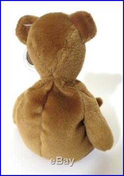 Authenticated Ty Beanie Baby 2nd / 1st Gen OLD FACE BROWN Teddy MWMT MQ & RARE
