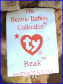 BEAK the Kiwi Bird Ty Beanie Baby TAG ERRORS, ORIGINAL, MINT, & RARE