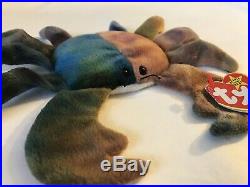 BEANIE BABY TY Claude the Crab 4083 3g Tush, 4g v6 Heart 1996 VERY RARE