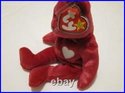 Beanie Babies TY Retired RARE- VALENTINA RED BEAR- 1999 with Tag Errors- FREE SHIP