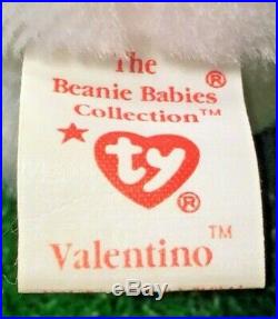 Beanie Baby, Valentino the Bear. RARE! Brown Nose, PVC Pellets, Errors