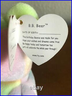 Birthday Bear BB Bear TY Beanie Baby 1999 Original, MWMT, RARE with ERRORS
