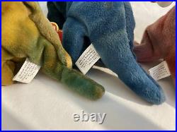 Bronty, Rex, and Steg TY Beanie Baby RARE 3rd Gen Hang Tag & 1st Gen Tush Tag