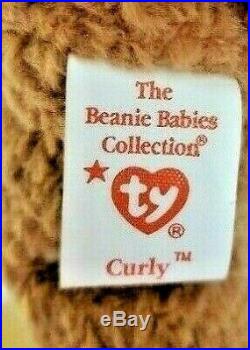 CURLY Ty beanie baby with ALL RARE ERRORS. Read Description