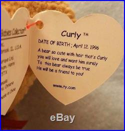 Curly Ultra Rare Beanie Baby 9 Errors! Mint Condition 1996