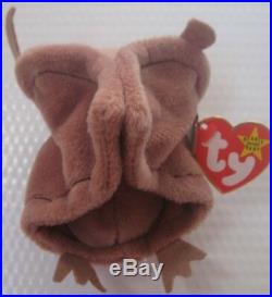 Collectible 1996 Rare TY Beanie Baby Batty Bat Wrong Name Error Ears PVC Pellets