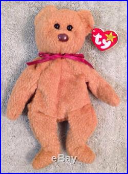 Curly Beanie Baby Retired Bear! Multiple Errors Mint Rare 1993/1996 Display Case