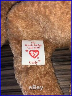 Curly Beanie Baby With Multiple Tag Errors Rare