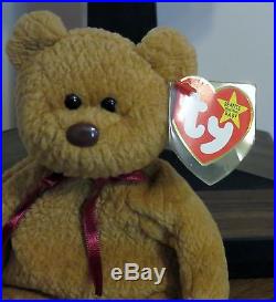 Curly TY Original Beanie Baby Bear1996 RARE with many unique Errors