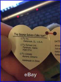 EXTREMELY RARE ERRORS TY Beanie Babies Peace Bear Retired tag Suface Origiinal