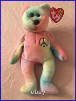 EXTREMELY RARE ERRORS TY Beanie Babies Peace Bear Retired with tag
