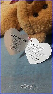 EXTREMELY RARE Ty Beanie Baby'Curly' Retired Bear with MANY Errors