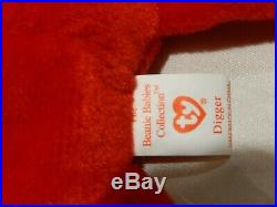 EXTREME RARE 2 diff'nt SZ EYES 1 ed DIGGER the Crab TY Beanie Baby TAG ERRORS