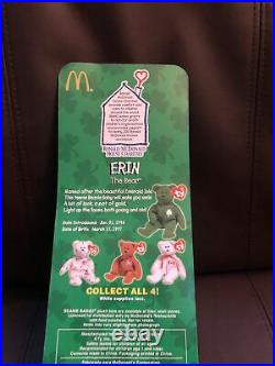 Erin The Bear 1997 McDonalds Ty Beanie Baby with Rare Errors 1993 OakBrook