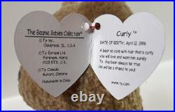 Error, Ty 1996 Curly the Bear Beanie Baby, very rare, retired, great condition