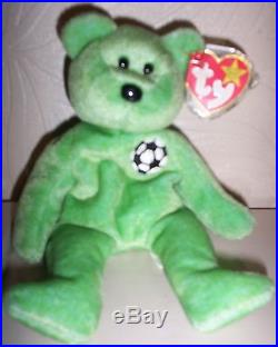Excellent Condition Original Ty Beanie Baby Kicks The Bear Rare With Errors