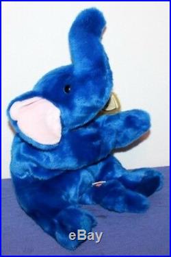 Extremely Rare Peanut Royal Blue Elephant Beanie Buddy. New 2nd Gen. WithTag Error
