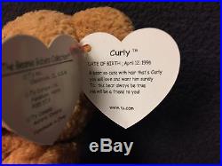 Extremely Rare Ty Beanie Babies Curly Read Listing For Errors Tag Cover Included