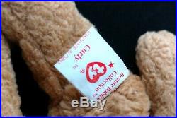 Extremely Rare Ty Beanie Baby Curly BEAR Swing Tag Ink Printing Error