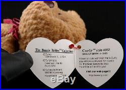 Extremely Rare Ty Beanie Baby Curly BEAR Swing Tag Ink Printing Error