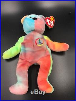 Extremely rare Ty Beanie Babies Peace Bear with all errors Mistakes