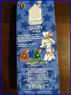 GLORY The Bear-1998 McDonalds Ty Beanie Baby with rare errors 1993, OakBrook