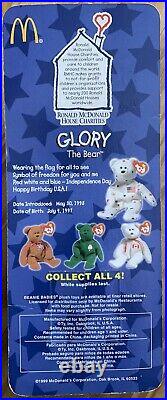 Glory The Bear-1999 McDonalds Ty Beanie Baby with rare errors 1993, OakBrook